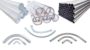 Rury i łuki rurowe stal nierdzewna, szkło borokrzemowe, aluminium